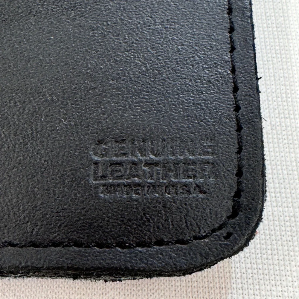 Mens Black Leather Biker Trucker Wallet Embossed Eagle Chain Made in USA